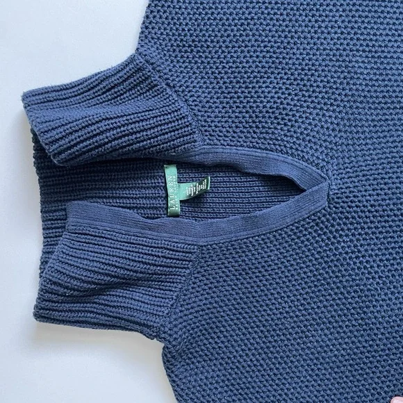 Lauren‎ Ralph Lauren Shawl Collar Fisherman Knit Sweater Navy Blue Size L Large - Picture 13 of 16